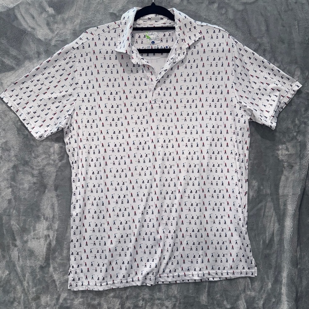 Tailor Byrd Mens L Golf  Shirt White Swing Man Performance